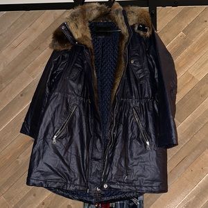 MARC NEW YORK BY ANDREW MARC NAVY BLUE FAUX FUR WINTER JACKET SZ LG NWOT